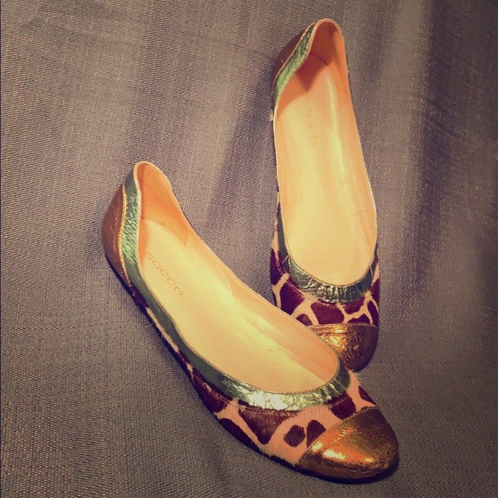 Sacco Giraffe-Print Pony Fur Flats